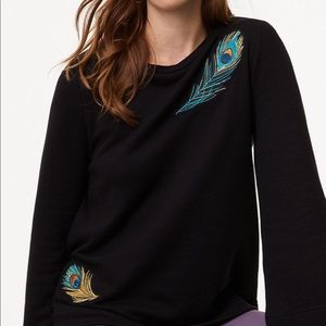 NWOT Loft Peacock feather bell sleeve sweatshirt